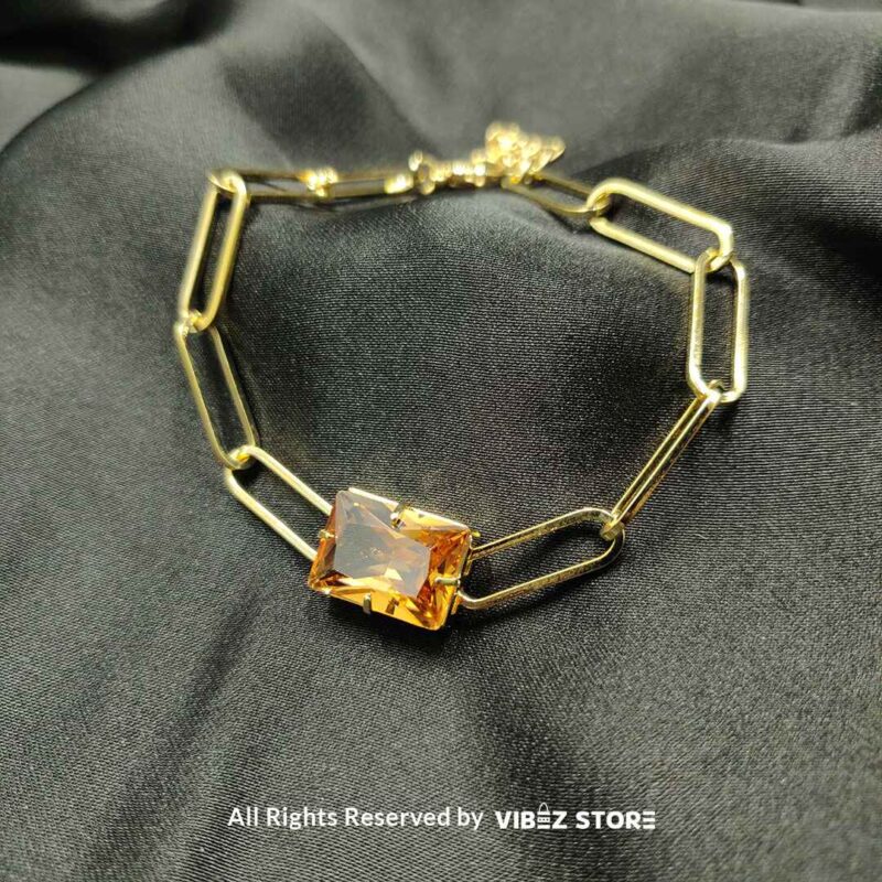 Elegant Link Chain Bracelet with Gemstone Accent - Available in Multiple Colors 2 Elegant link chain bracelet with gemstone accent - available in multiple colors