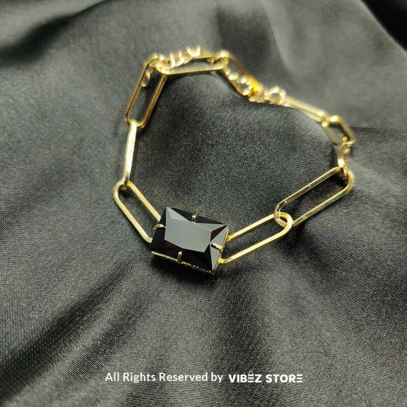 Elegant Link Chain Bracelet with Gemstone Accent - Available in Multiple Colors 1 : Elegant link chain bracelet with gemstone accent - available in multiple colors