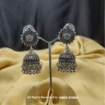Oxidized Silver and Gold Sunburst Jhumka Earrings – Vintage Traditional Jewelry