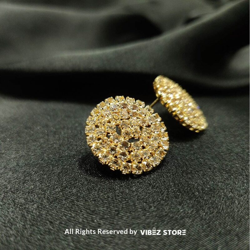 Sparkling Crystal Stud Earrings – Silver-Tone Round Jewelry 1 Sparkling Crystal Stud Earrings with round design, silver-tone settings, and crystal embellishments from VibezStore
