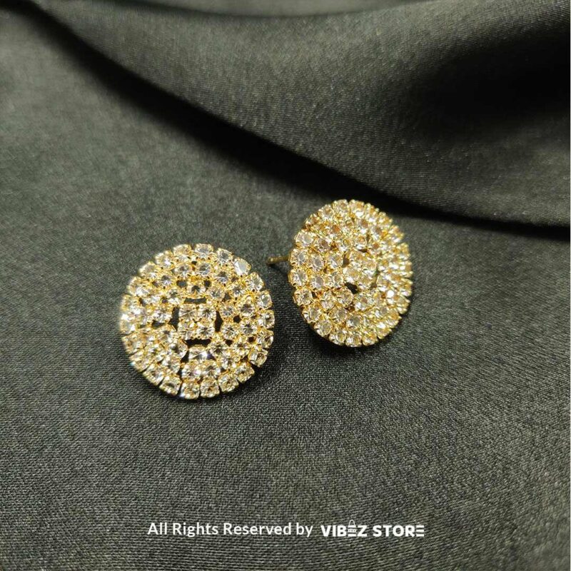 Sparkling Crystal Stud Earrings – Silver-Tone Round Jewelry 2 Sparkling Crystal Stud Earrings with round design, silver-tone settings, and crystal embellishments from VibezStore