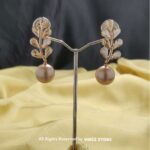 Leaf Pearl Drop Earrings – Gold-Tone Elegant Fashion Jewelry