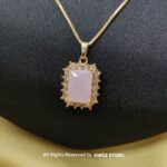 Pink Opal Pendant & Earring Set Gold-Tone Crystal Jewelry
