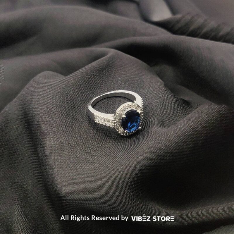 Classic Halo Sapphire Ring - Multiple Colors & Sizes 3 Classic Halo Sapphire Ring with central blue gemstone and crystal halo - Vibez Store