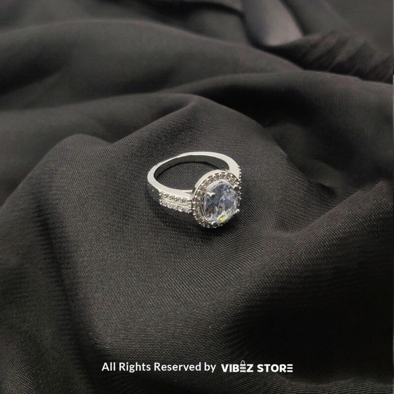 Classic Halo Sapphire Ring - Multiple Colors & Sizes 1 Classic Halo Sapphire Ring with central blue gemstone and crystal halo - Vibez Store