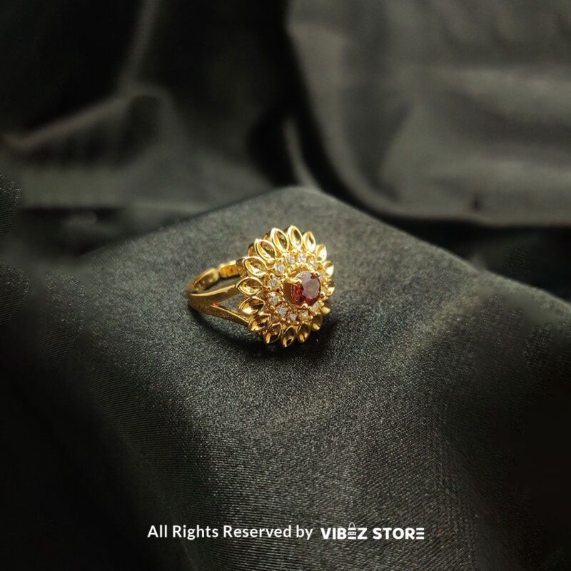 Elegant Floral Gemstone Ring - Multiple Colors & Sizes 6 Ornate Vintage Gemstone Ring with intricate detailing and central gemstone in various colors - Vibez Store
