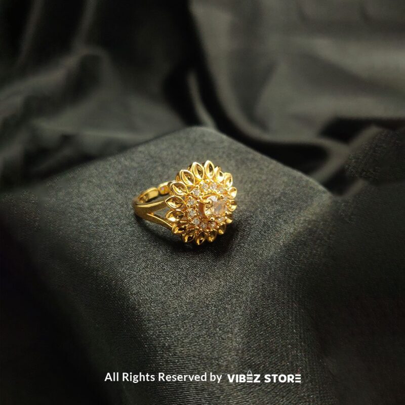 Elegant Floral Gemstone Ring - Multiple Colors & Sizes 5 Ornate Vintage Gemstone Ring with intricate detailing and central gemstone in various colors - Vibez Store