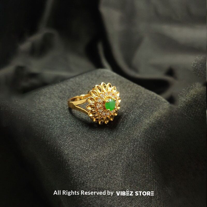 Elegant Floral Gemstone Ring - Multiple Colors & Sizes 4 Ornate Vintage Gemstone Ring with intricate detailing and central gemstone in various colors - Vibez Store