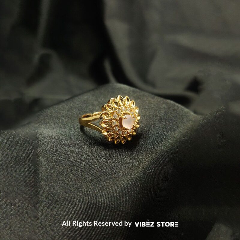 Elegant Floral Gemstone Ring - Multiple Colors & Sizes 2 Ornate Vintage Gemstone Ring with intricate detailing and central gemstone in various colors - Vibez Store