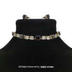 Elegant Square-Stone Choker Necklace with Earrings