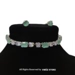Elegant Square-Stone Choker Necklace with Earrings - Image 4