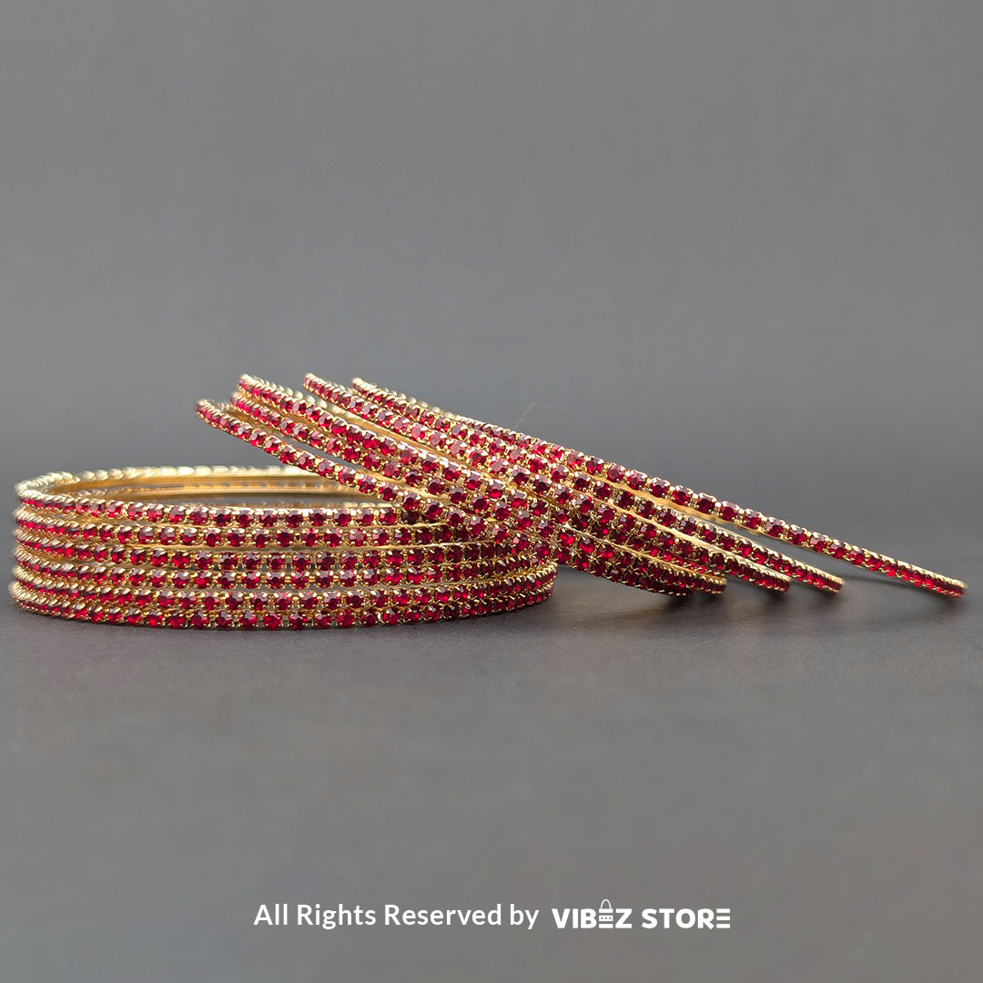 BNGL-11 Elegant Red and Gold Stacked Bangle Set - Image 1