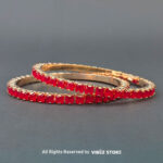 Red Crystal Rose Gold Bangles Set