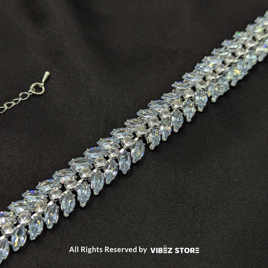 BRS-10 Silver-Tone Crystal Double Row Bracelet - Image 1
