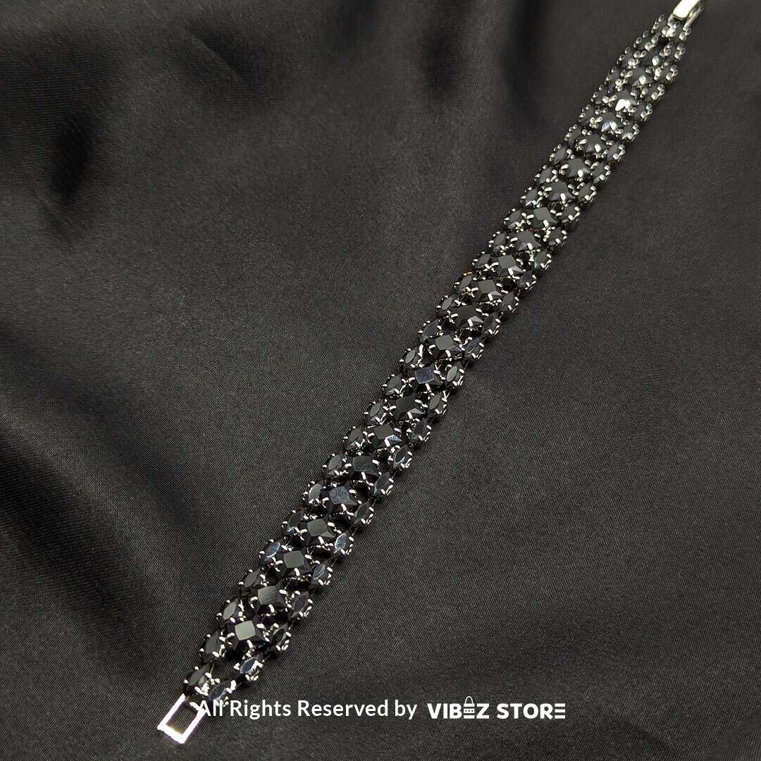 BRS-12 Black Stone Multi-Row Bracelet - Image 1