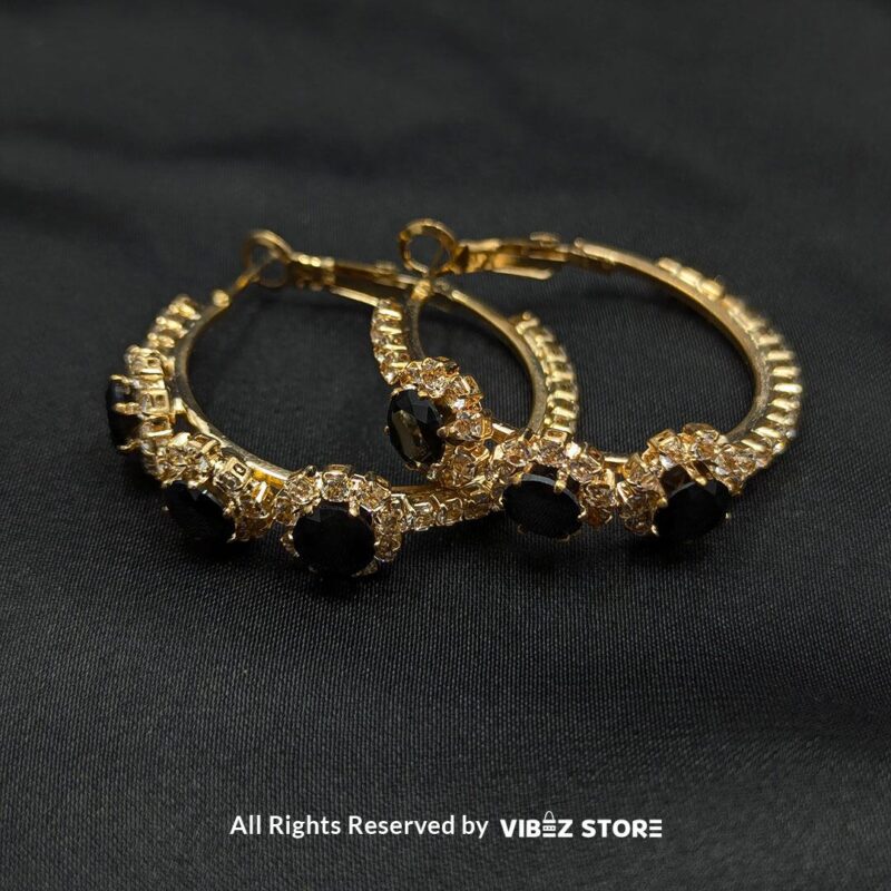 Mint Green Crystal Hoop Earrings – Gold-Tone Fashion Jewelry 2 Mint Green Crystal Hoop Earrings with gold-tone settings, delicate mint green gemstones, and crystal accents from VibezStore