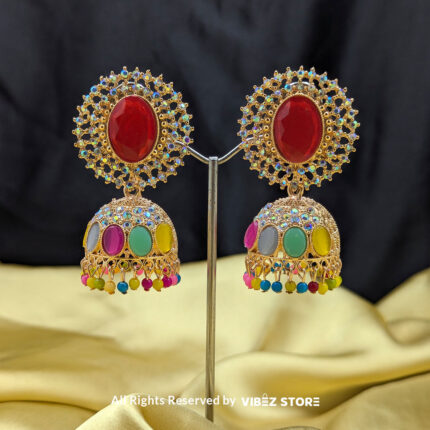 Multicolor Stone Jhumka Earrings