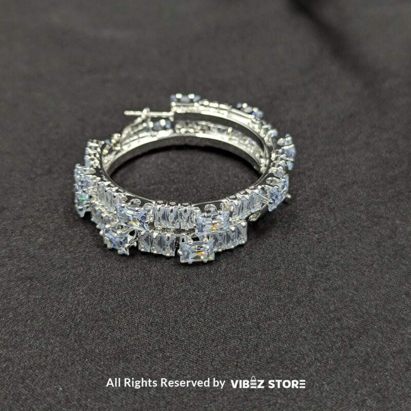 Black and White Crystal Hoop Earrings 3 Elegant black and white crystal hoop earrings, perfect for a bold and sophisticated look.