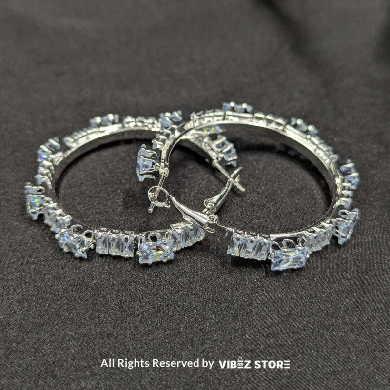 Black and White Crystal Hoop Earrings 2 Elegant black and white crystal hoop earrings, perfect for a bold and sophisticated look.