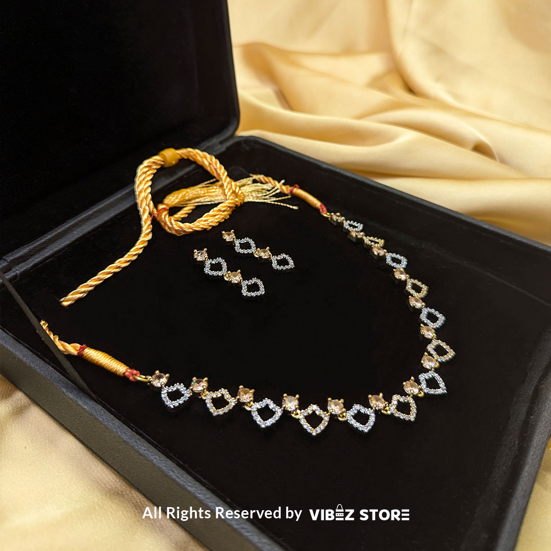 LCKT-18-D Heart Design Necklace Set with Earrings - Image 1