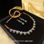 Crystal Swirl Statement Necklace Gold-Tone & White Gemstone Jewelry
