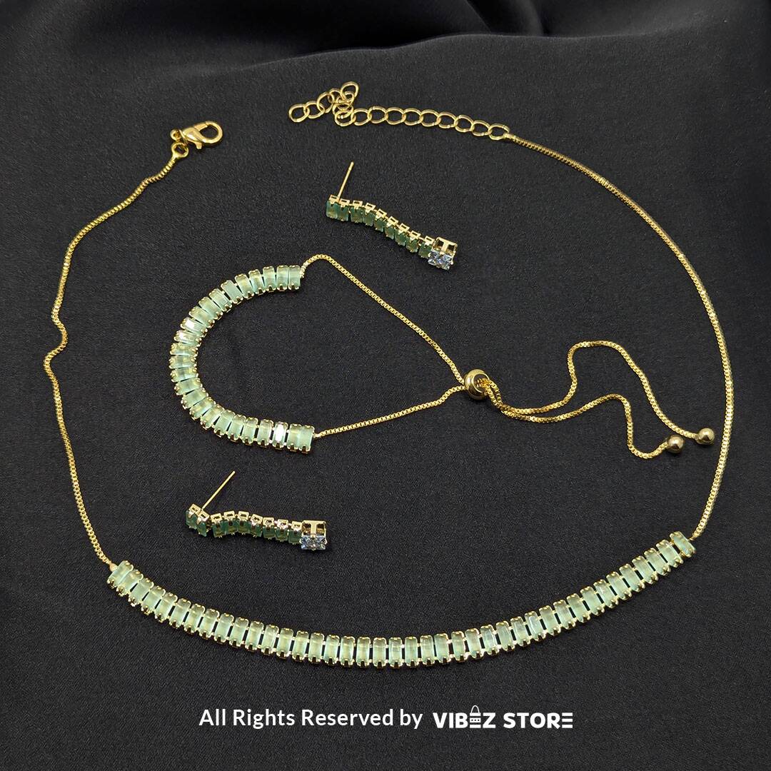 LCKT-20 Mint Green Crystal Jewelry Set - Image 1
