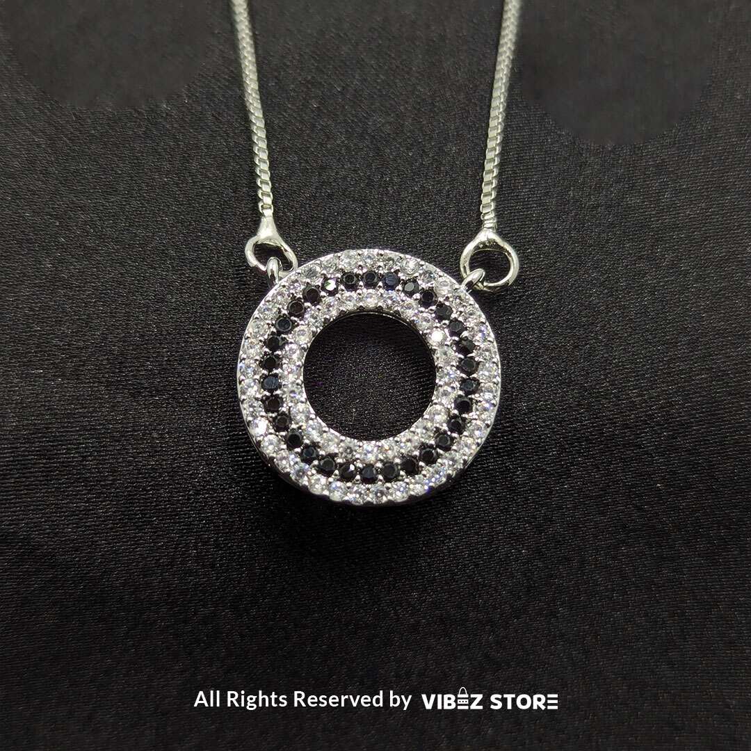 LCKT-22-A Silver Round Pendant Jewelry Set - Image 1