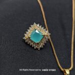 Aqua Blue Square Pendant Jewelry Set - Image 3