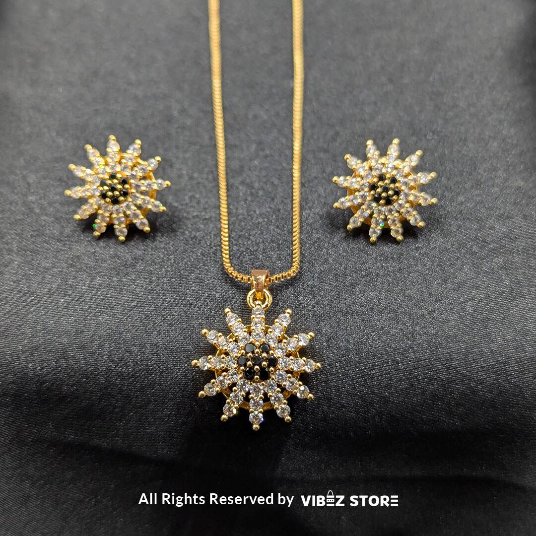 LCKT-25-A Radiant Sunflower Pendant and Earrings Set - Image 1