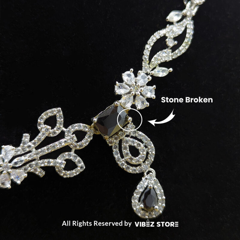 Elegant Crystal Bridal Necklace Set Silver-Tone with Earrings & Maang Tikka 1 Elegant Crystal Bridal Necklace Set with silver-tone settings, matching earrings, and maang tikka from VibezStore