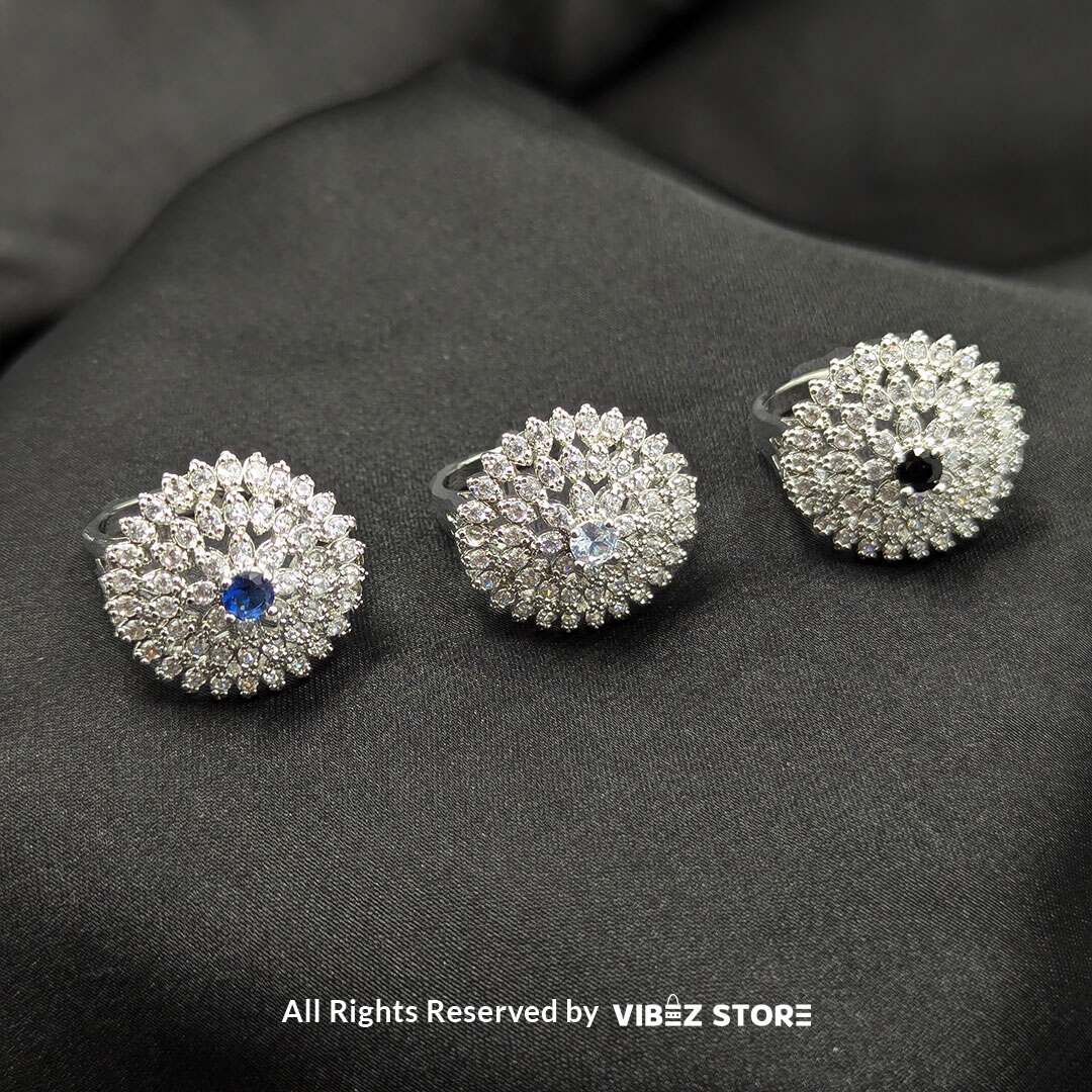 RNG-11 Dazzling Floral Crystal Rings - Image 1