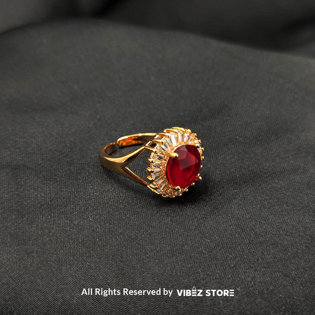 RNG-14-B Ruby Radiance Adjustable Halo Ring Adjustable - Image 1