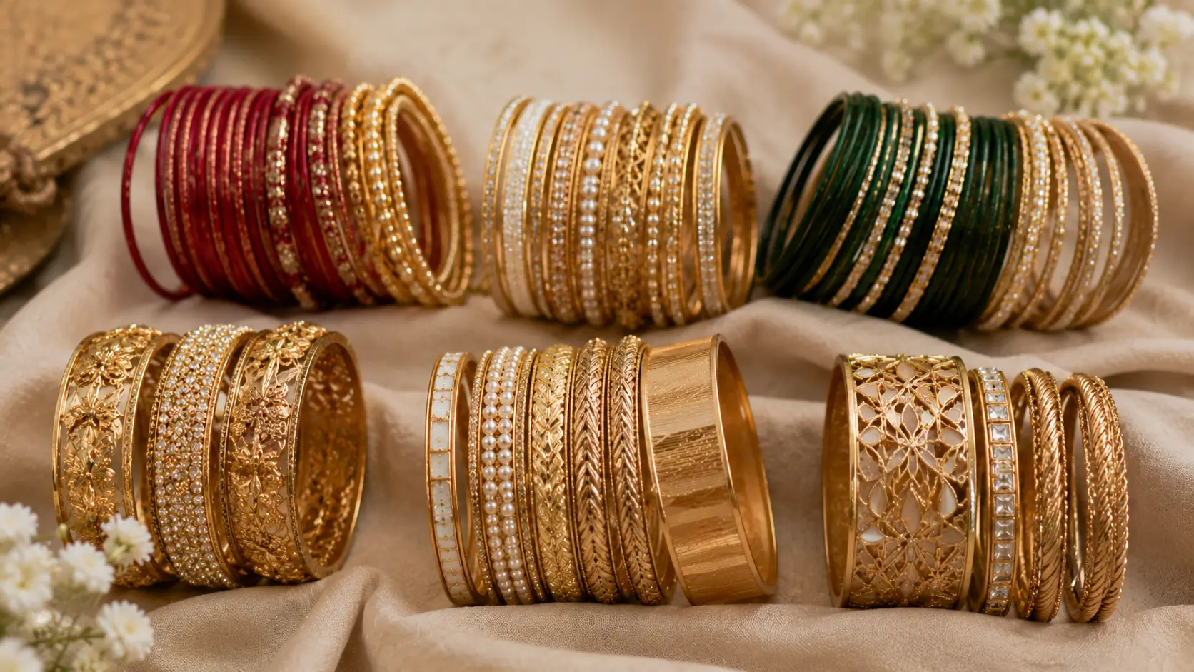Bangles for Women in Pakistan: Size & Styling Guide 2 Different bangle sizes displayed in rows showing common sizing styles used in Pakistani markets