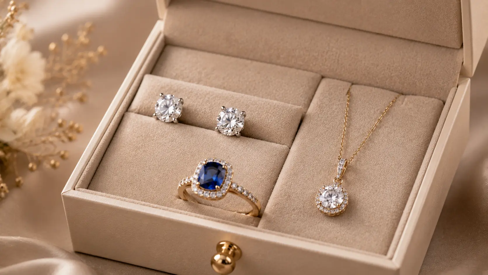 Best Jewellery Gifts for Women in Pakistan 5 Diamond and gemstone jewellery arranged in luxury gift box for special occasions