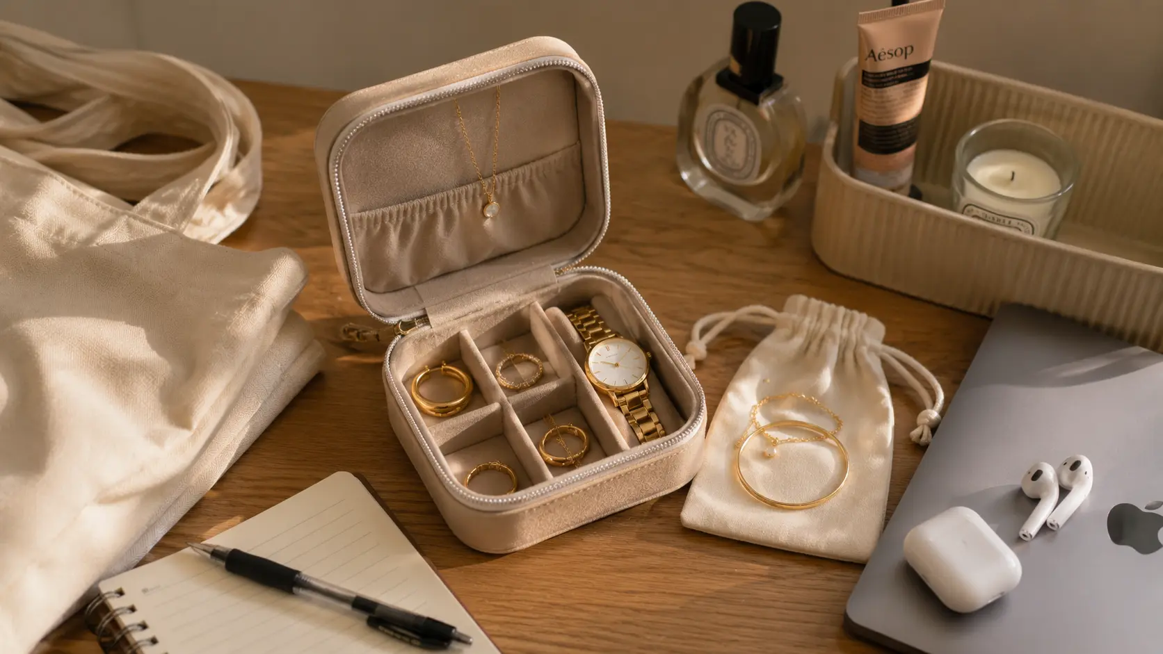 Best Jewellery Styles for University Girls in Pakistan: Simple Everyday Ideas 7 Everyday jewellery stored neatly in pouches and compartments for long lasting care and protection