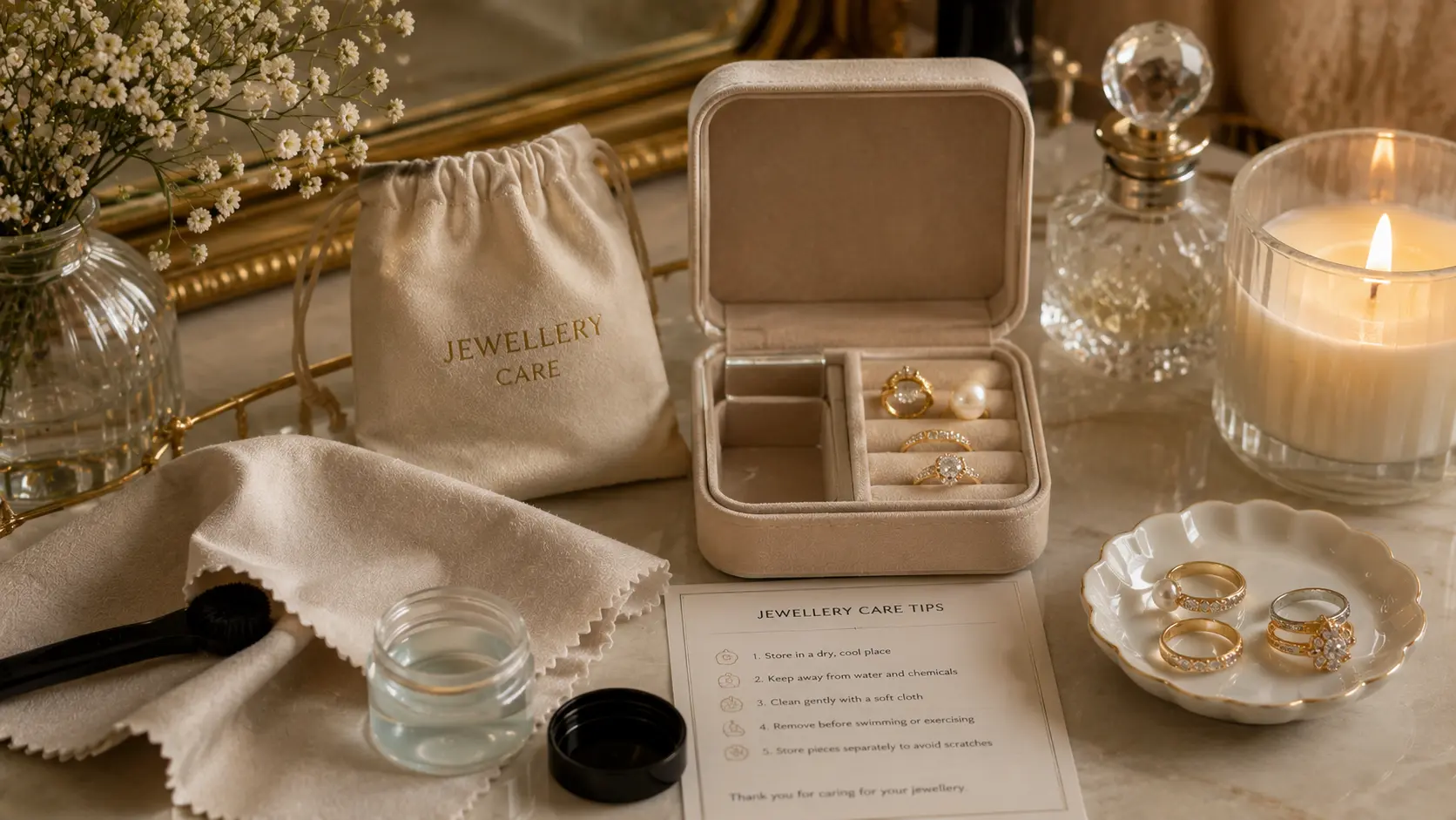 Online Jewellery Shopping Mistakes to Avoid in Pakistan 6 Jewellery care accessories and storage setup for maintaining shine and long term quality
