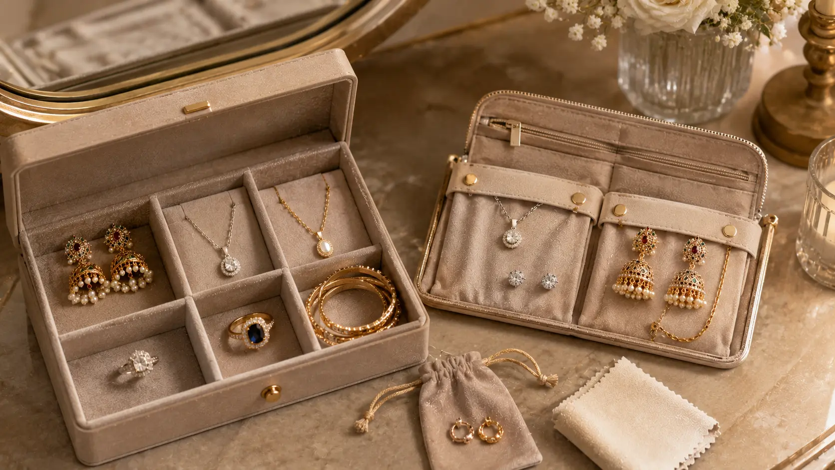 Best Jewellery Gifts for Women in Pakistan 8 Jewellery gifts stored carefully in soft pouches and velvet compartments for long lasting shine