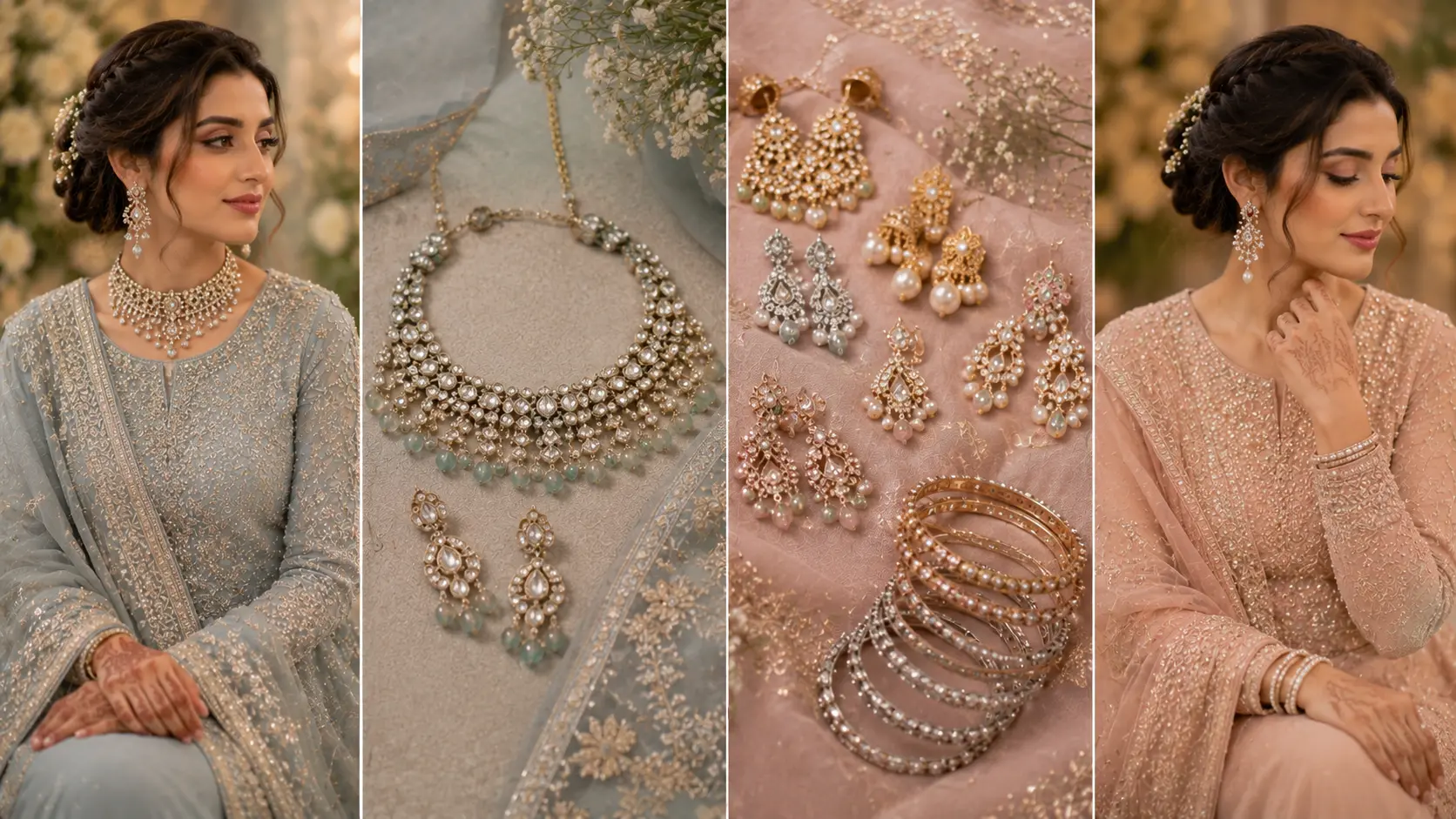 Best Artificial Jewellery for Wedding Guests in Pakistan 8 Coordinated jewellery set and mix-and-match styling compared with formal Pakistani outfits