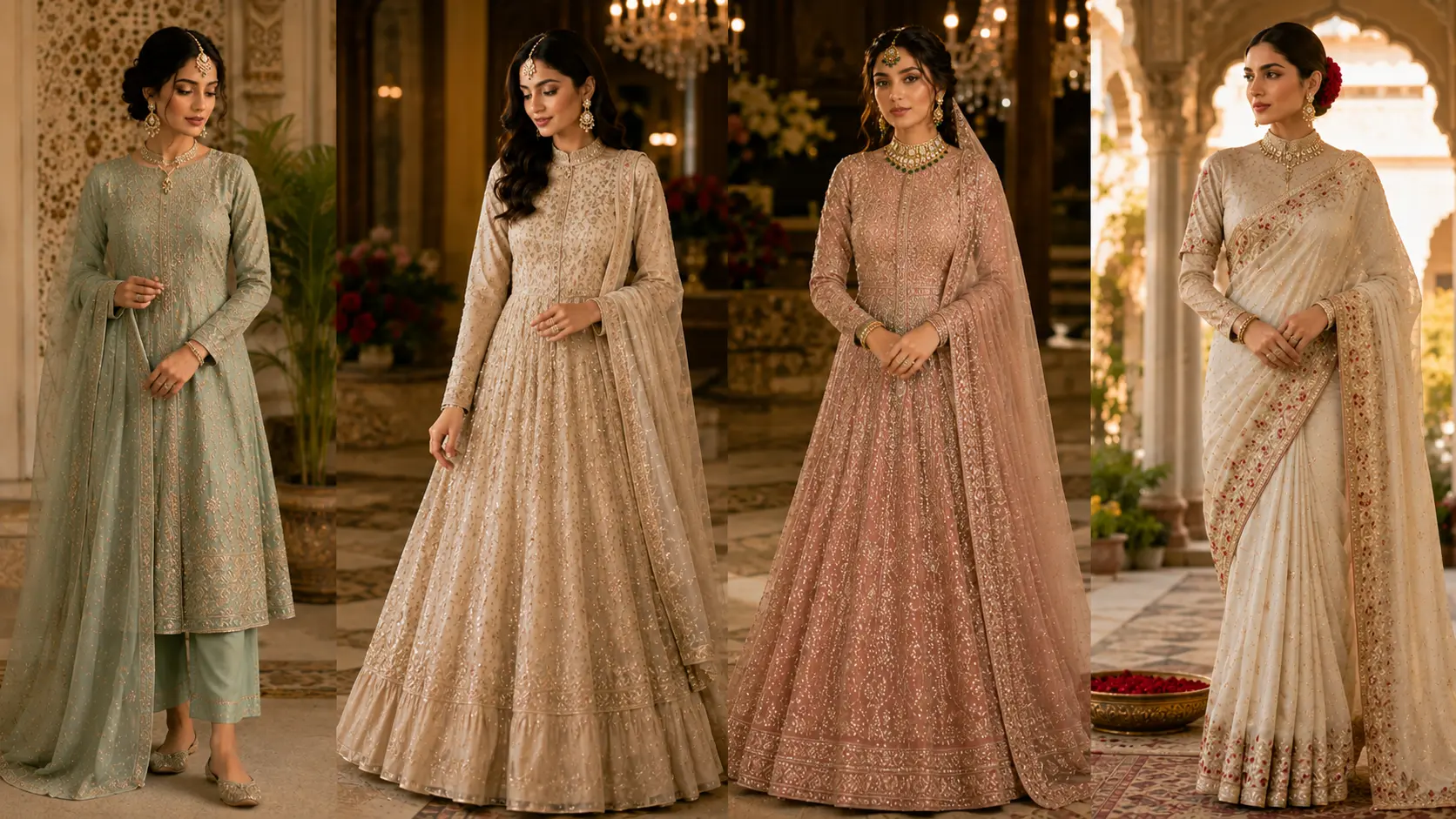 How to Match Jewellery with Pakistani Dresses 4 Traditional Pakistani dresses styled with matching jewellery combinations for elegant occasion wear
