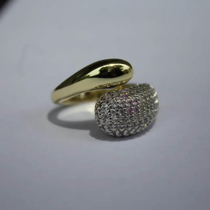 Luxury Gold-Tone Crystal Wrap Ring for Women 2 Close-up of sparkling crystals on gold-tone wrap ring for women