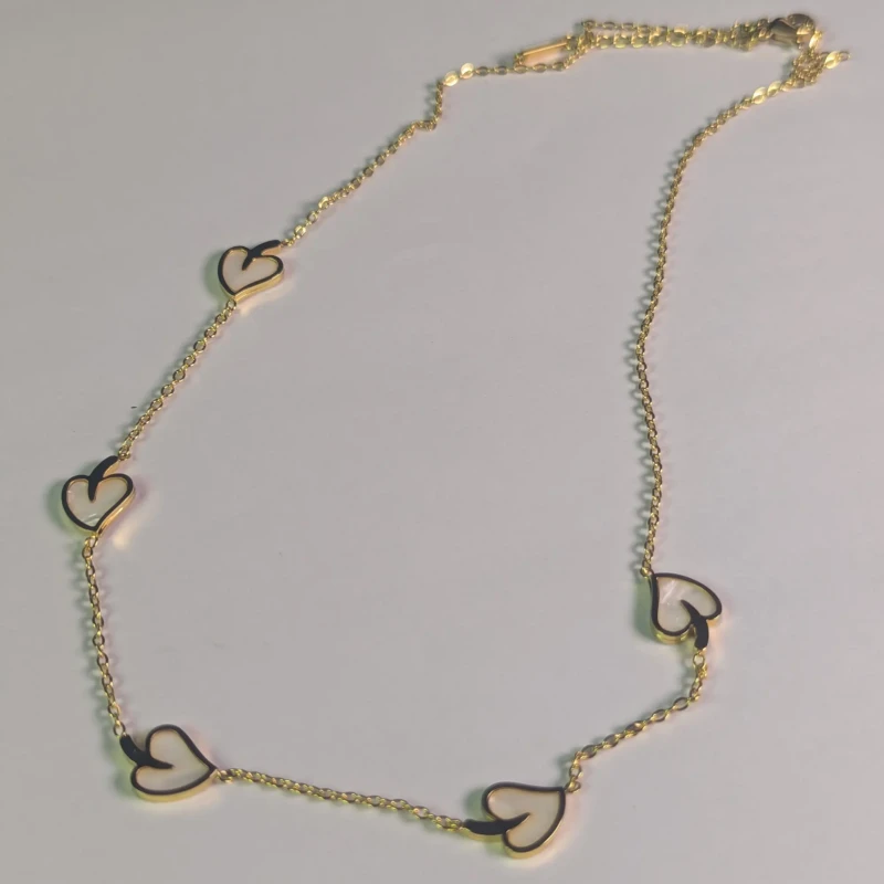 Gold-Tone White Heart Charm Necklace for Women 2 Full view of gold-tone white heart charm necklace for women